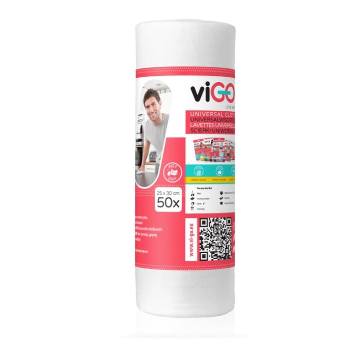TEXTILE TOWEL ON A ROLL WHITE 50 PCS. PREMIUM VIGO