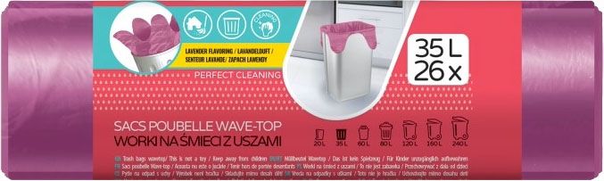 GARBAGE BAGS 35L WITH EARS LAVENDER SCENT 26 PCS. STANDARD VIGO