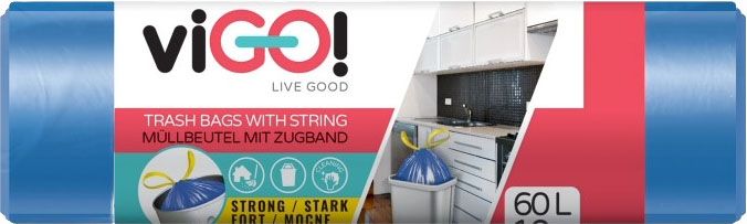 GARBAGE BAGS BLUE 60L WITH LINK HD 10 PCS. STANDARD VIGO