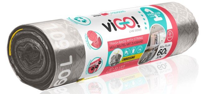 SILVER 60L GARBAGE BAGS 10PCS VIGO!