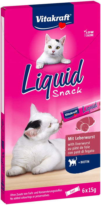 VITAKRAFT Liquid Snack Liver with biotin - a treat for cats - 6x15g