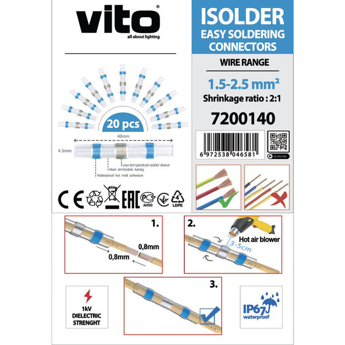 CONNECTOR QUICK SOLDER IP67 1.5-2.5MM2 VITO
