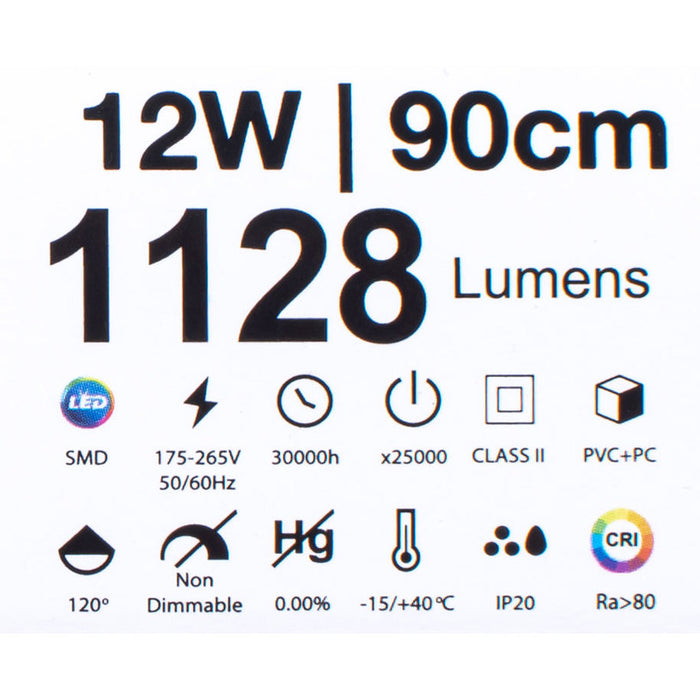 LED LINE FLUMINUM 12W 6000K 87CM WITH KEY AND CABLE WITH PLUG VITO LEDLINE-P
