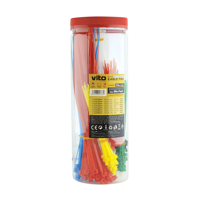 CABLE TIES MIX COLORS 300 PCS VITO