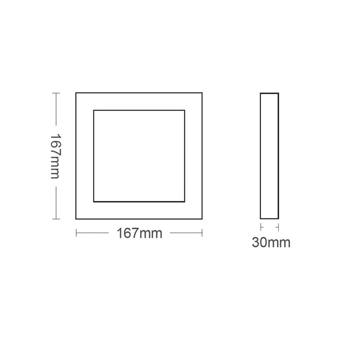 LED PANEL SQUARE 12W 4000K 1320LM 167X167MM OUTDOOR VITO