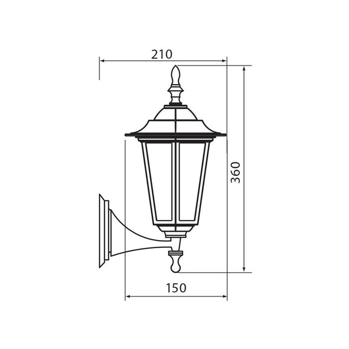 GARDEN LANTERN LOWER BRACKET BLACK E27 VIVALUX MARIBOR