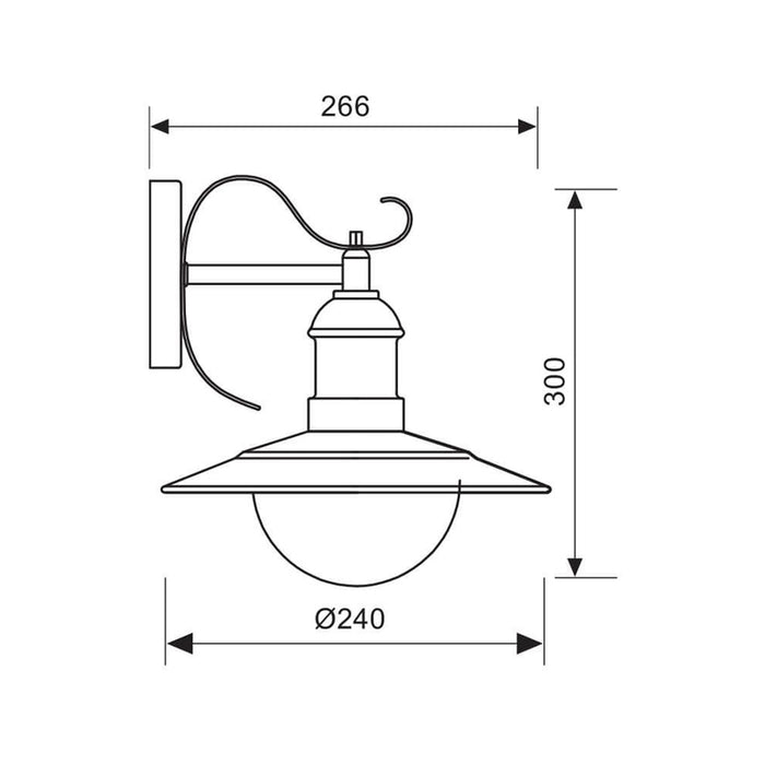 GARDEN LANTERN UPPER BRACKET E27 IP44 DARK GRAY VIVALUX RIVIERA