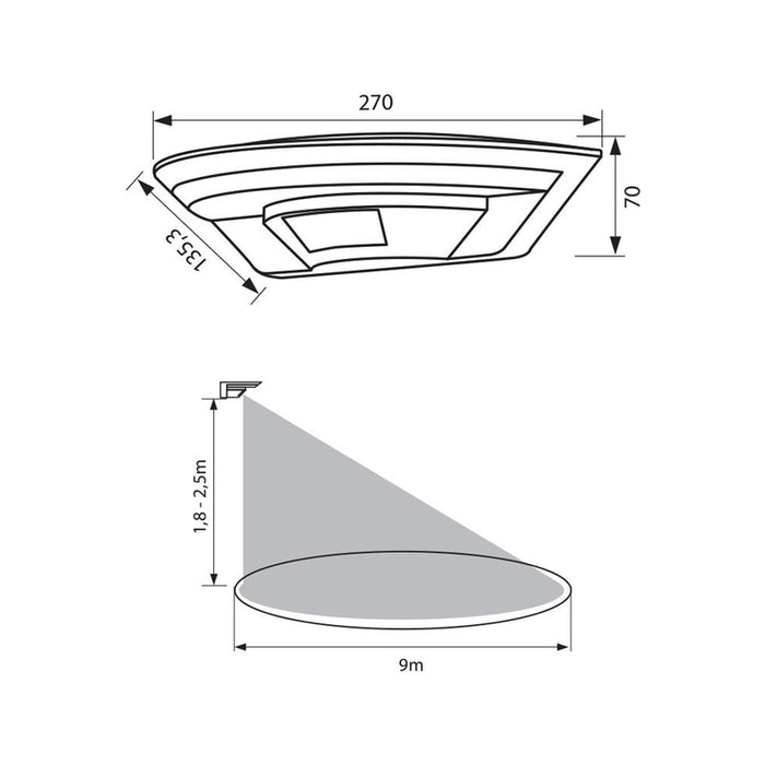 LED WALL SPOT WITH MOTION SENSOR 10W 4000K IP54 WHITE VIVALUX