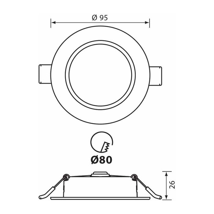 LED MOON 5W 3000K-4000K-6400K IP54 CIRCLE FOR BUILT-IN VIVALUX VERA