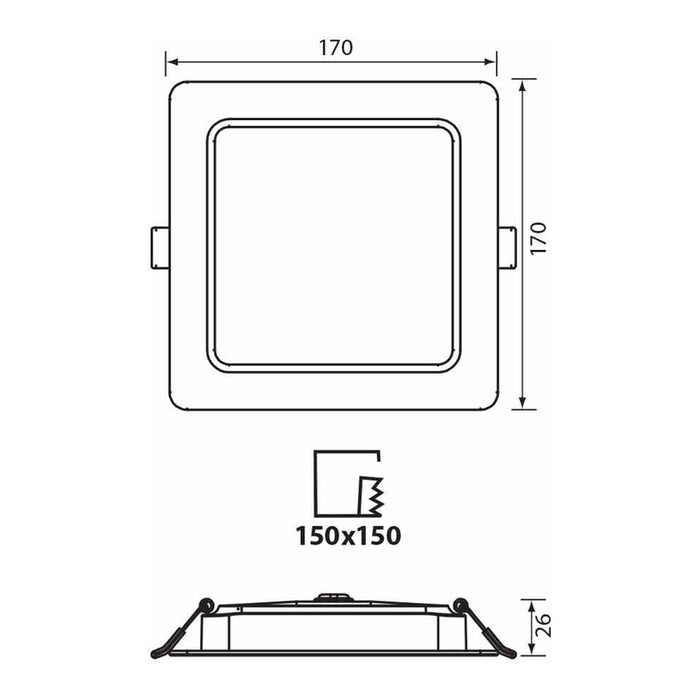 LED MOON 18W 3000K-4000K-6400K IP54 SQUARE FOR BUILT-IN VIVALUX KAPI
