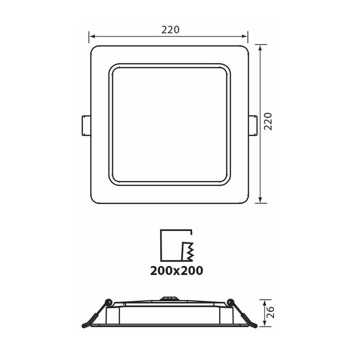 LED MOON 24W 3000K-4000K-6400K IP54 SQUARE FOR BUILT-IN VIVALUX KAPI