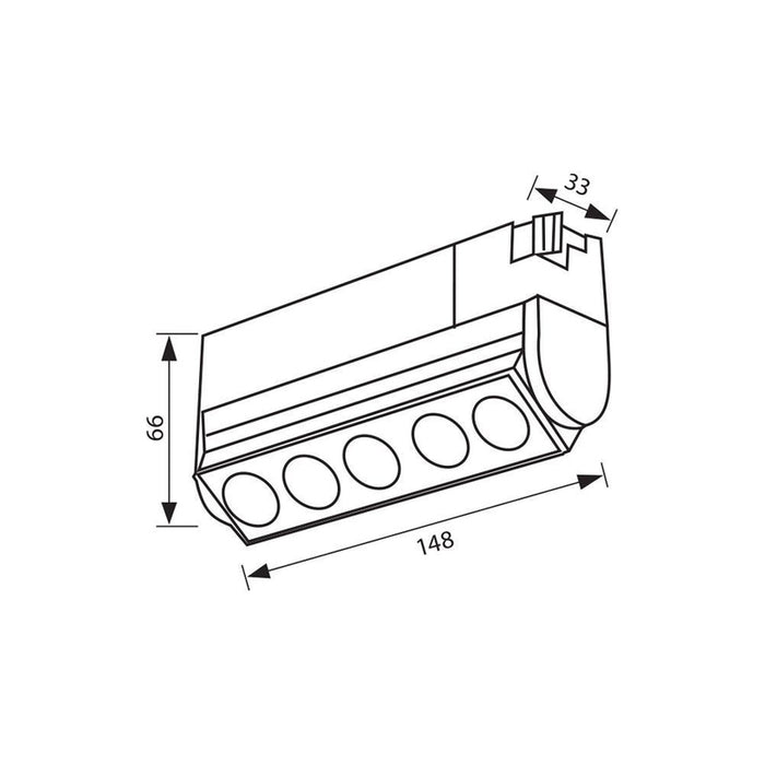 LED LINEAR FLUID 12W 4000K 750LM FOR RAIL MOUNTING BLACK VIVALUX CORN