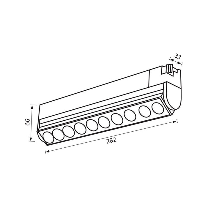 LED LINEAR FLUID 20W 4000K 1350LM FOR RAIL MOUNTING BLACK VIVALUX CORN