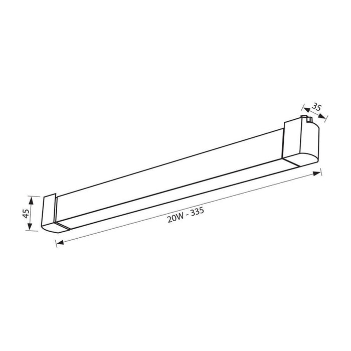 LED LINEAR LUMINAIRE 20W 4000K 1330LM FOR RAIL MOUNTING BLACK VIVALUX DRAX