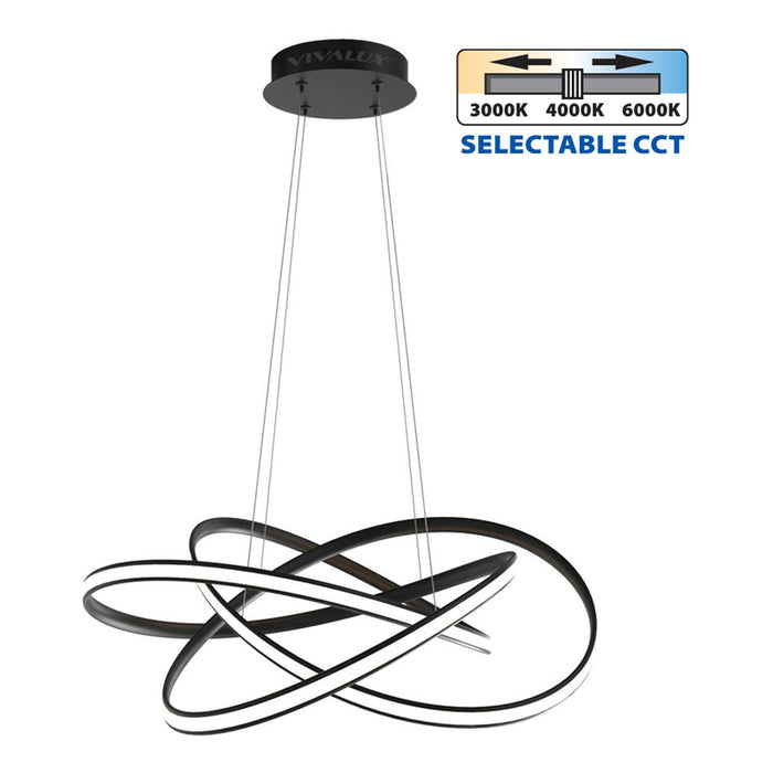 LED PENDANT 60W 3000-4000-6000K 2658LM BLACK VIVALUX MAREA