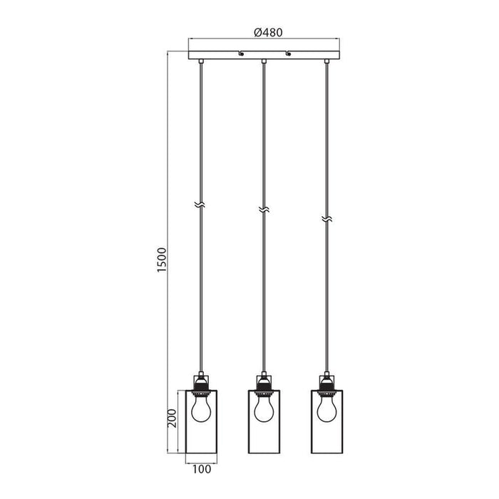 PENDANT 3XE27 SMOKED GLASS VIVALUX AMIRA