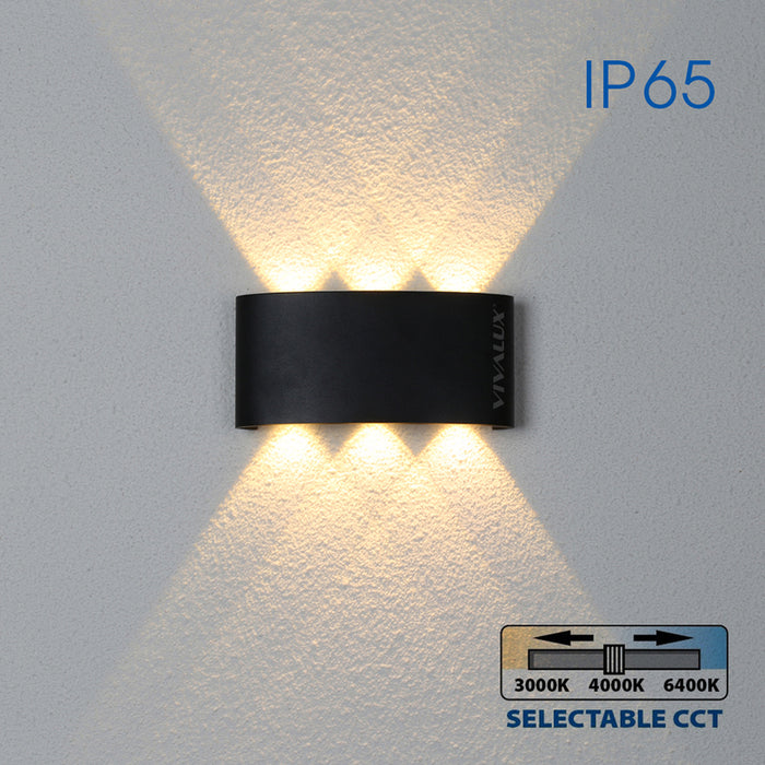 LED FACADE FIXTURE 6W 3000-6400K IP65 BLACK VIVALUX ARUBA