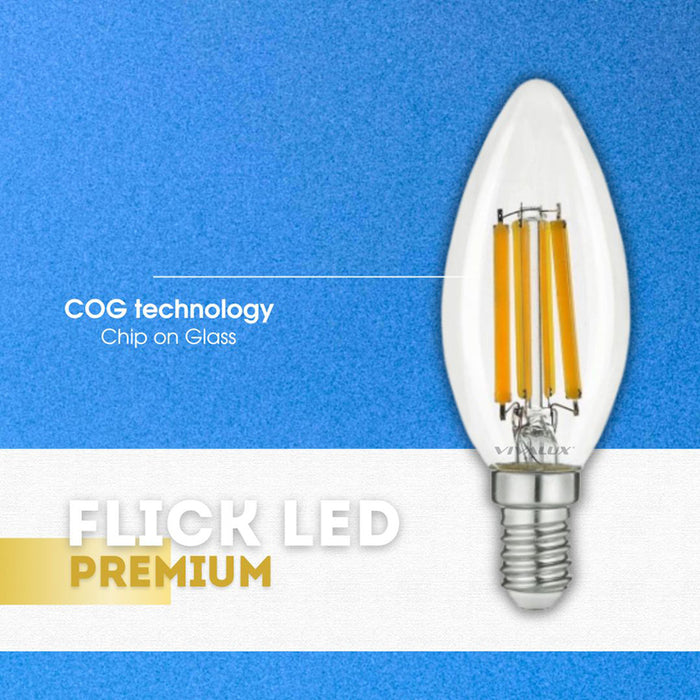 LED BULB E14 7W 230V 3000K 960LM FILAMENT VIVALUX FLICK LED PREMIUM