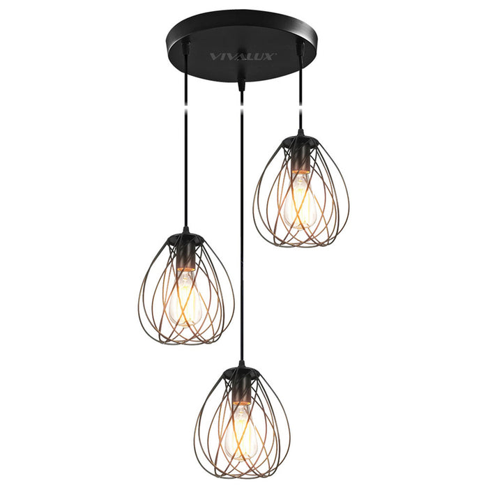 CHANDELIER 3XH27 BLACK VIVALUX ALBA
