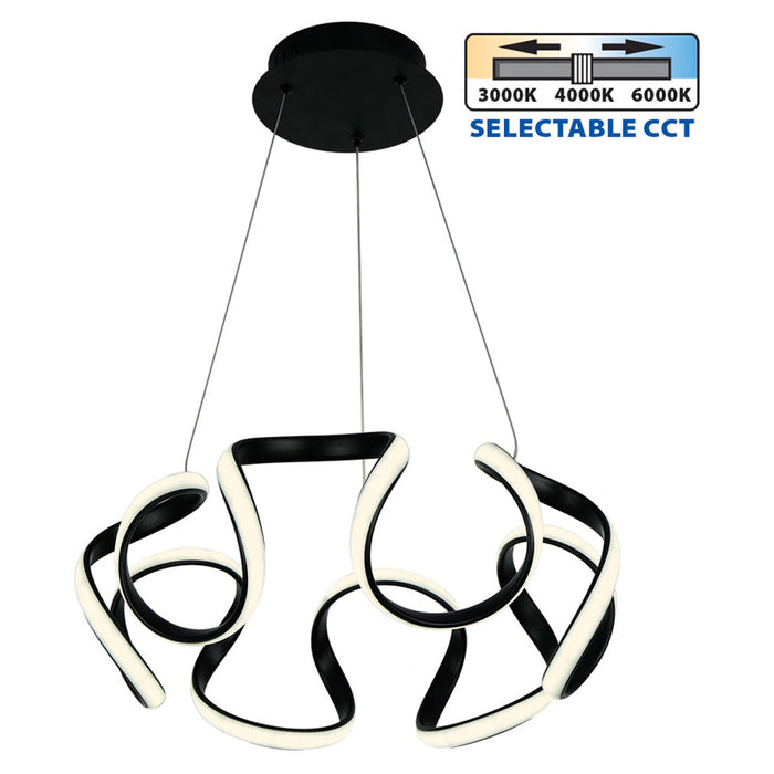LED CHANDELIER 54W 3000-6000K 3254LM BLACK VIVALUX MEANDRA-P