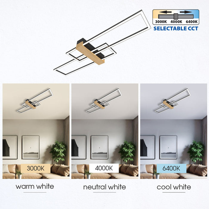 LED CEILING LIGHT 30W 3000-6400K 1544LM BLACK/WOOD VIVALUX LUCAS