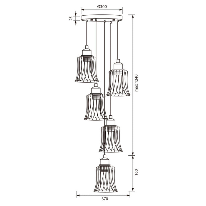 CHANDELIER 5XE27 BLACK VIVALUX AVA