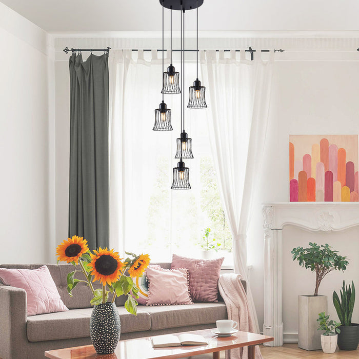 CHANDELIER 5XE27 BLACK VIVALUX AVA