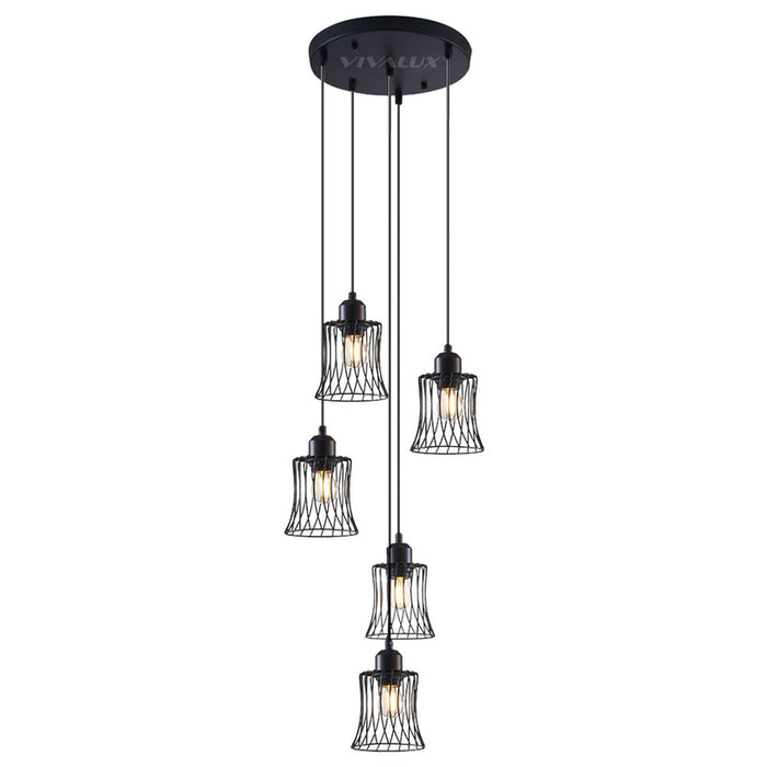 CHANDELIER 5XE27 BLACK VIVALUX AVA