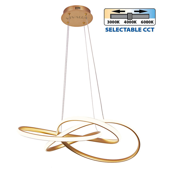 LED CHANDELIER 60W 3000-6000K 3653LM 60CM GOLD VIVALUX MAREA