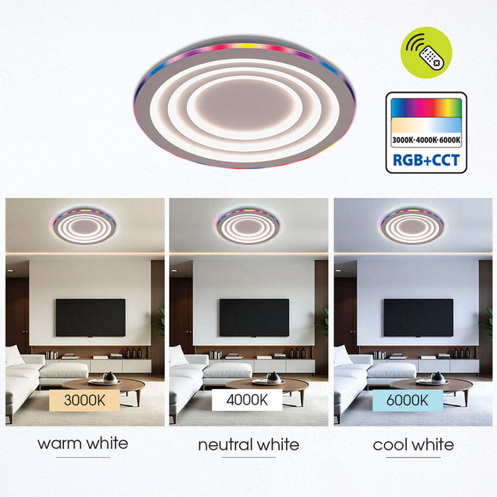 LED RGB CEILING LIGHT 80W 3000-6000K 4635LM 48CM WHITE DU VIVALUX DALIA