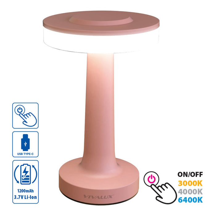 LED DESK LAMP 2W 3000-6400K 100LM PINK VIVALUX JULIE