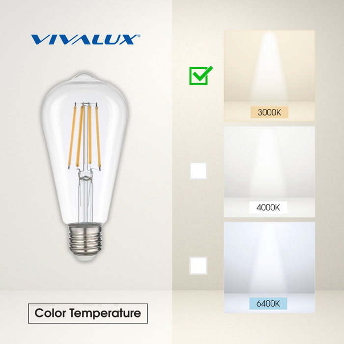 LED BULB E27 8W 1055LM 3000K FILAMENT VIVALUX