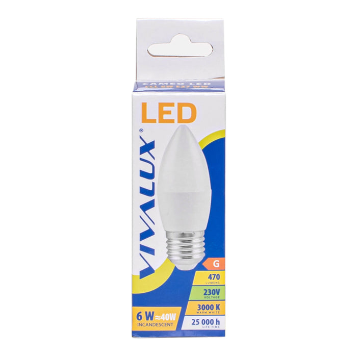 LED BULB E27 6W 470LM 3000K CANDLE VIVALUX
