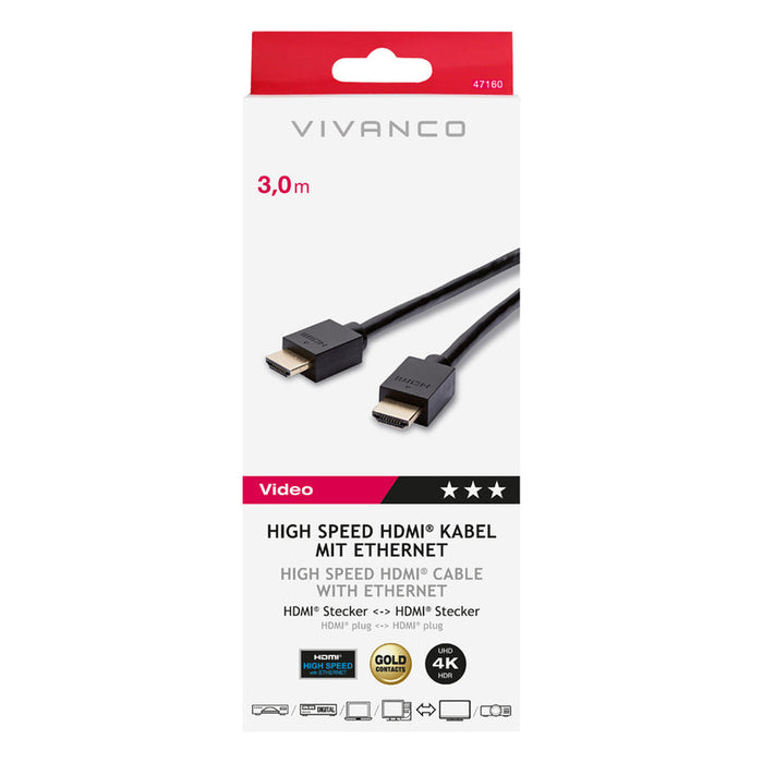 VIVANCO HDMI 47160 3M - Кабели<<<Електроматериали<<<Строителни