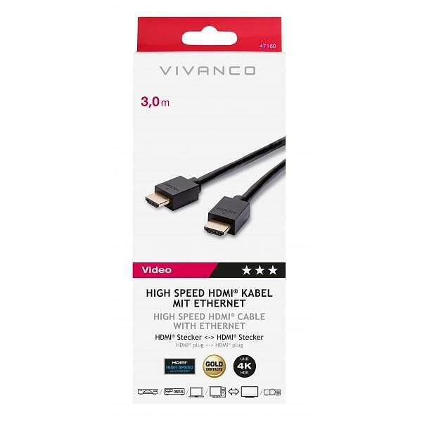Cable Vivanco 47160 High-speed HDMI gold-plated, 4k HDR 3m