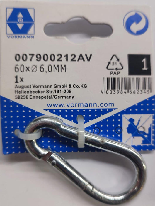 GALVANIZED CARABIN VRN 6MM 60X8/6