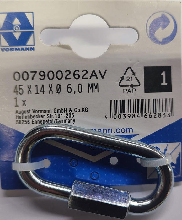 CARABINA OVAL WITH NUT VRN 6MM 45/7.5X14