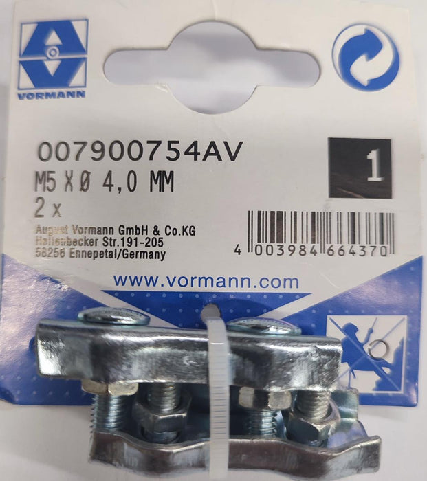 CONNECTION FOR METAL. ROPE DOUBLE 4MM M5 2PCS