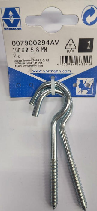 HOOK WITH SCREW POCIN VRN 5.8MM 100/25 2PCS