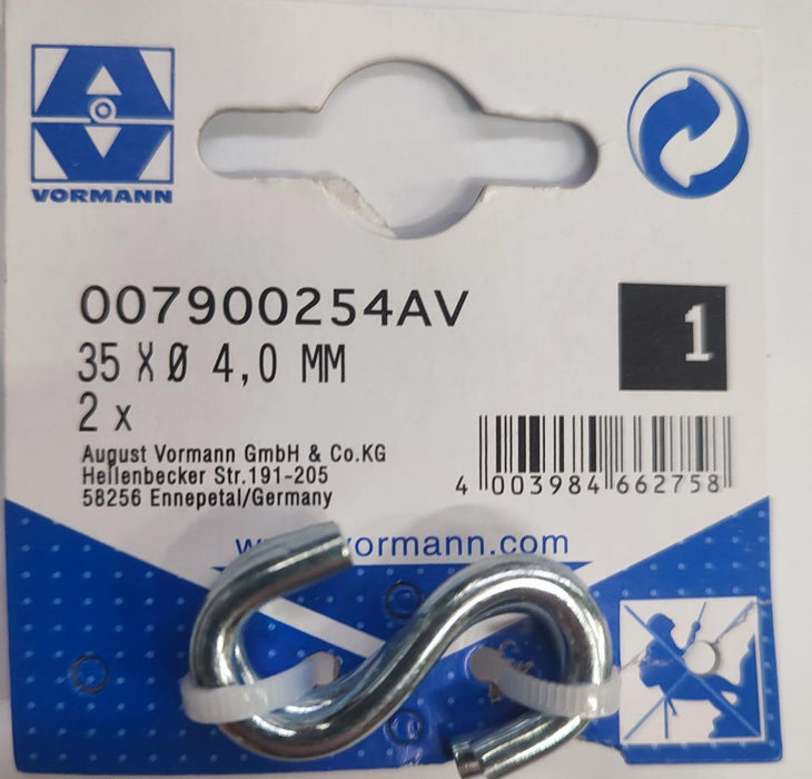 HOOK S-SHAPED POTIN VRN 4MM 32/5.5 2PCS