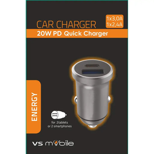 VSMOBILE CAR CHARGER 12V 20W PD USB-A + USB-C - Зарядни устройства<<<Батерии и