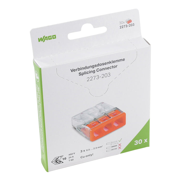 QUICK CONNECT CABLE CLAMP 30 PCS 3X0.5-2.5MM2 WAGO