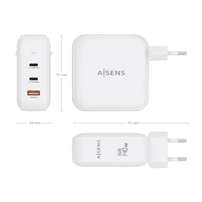 Wall Charger Aisens ASCH-140W3P030-W White 140 W (1 Unit) - Електроника Телефони и таблети<<<Компютри|