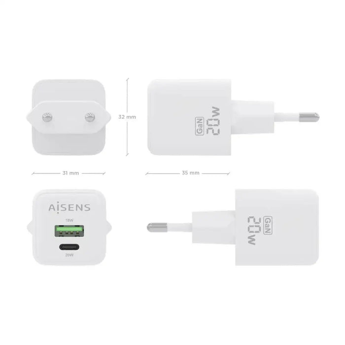 Wall Charger Aisens ASCH-20W2P010-W White 20 W (1 Unit) - Електроника Телефони и таблети<<<Компютри|