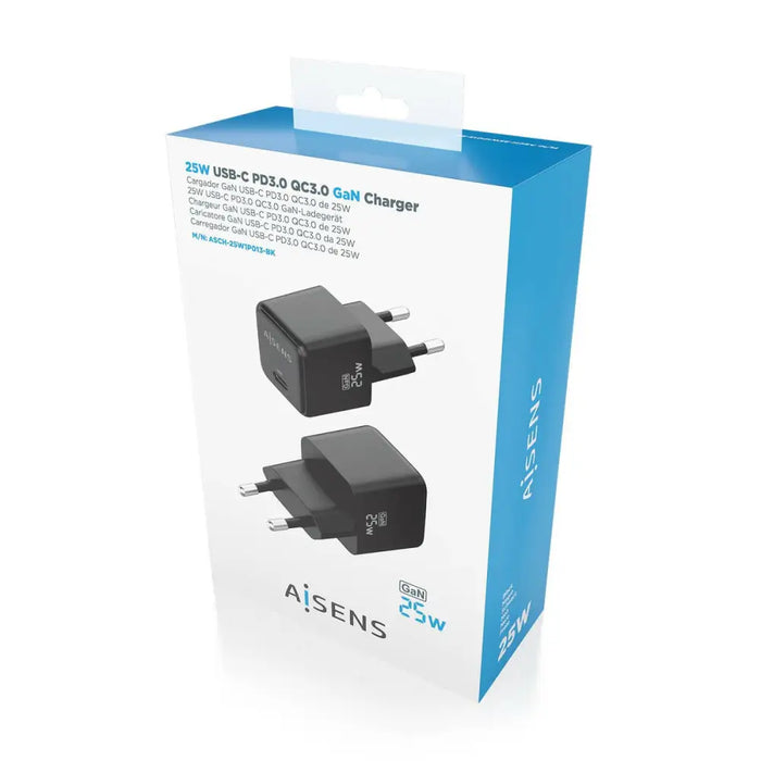 Wall Charger Aisens ASCH-25W1P013-BK 25 W Black (1 Unit) - Електроника Телефони и таблети<<<Компютри|