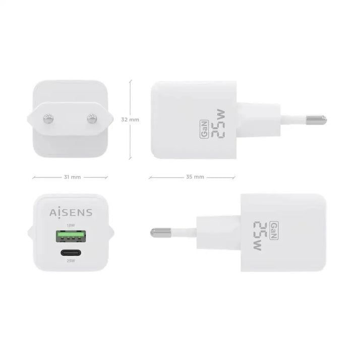 Wall Charger Aisens ASCH-25W2P014-W White 25 W (1 Unit) - Електроника Телефони и таблети<<<Компютри|