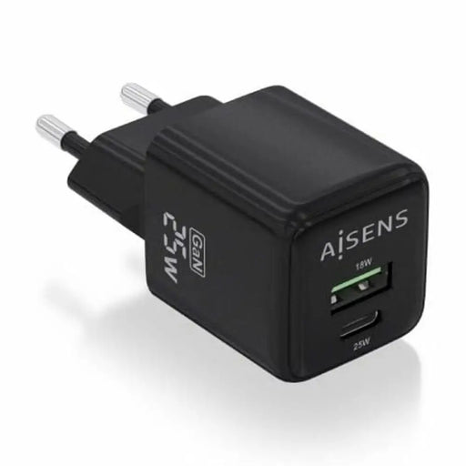 Wall Charger Aisens ASCH-25W2P015-BK Black 25 W - Електроника Телефони и таблети<<<Компютри| Електроника<<<BigBuy&&&USB