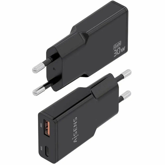 Wall Charger Aisens ASCH-30W2P047-BK Black 30 W - Електроника Телефони и таблети<<<Компютри| Електроника<<<BigBuy&&&USB