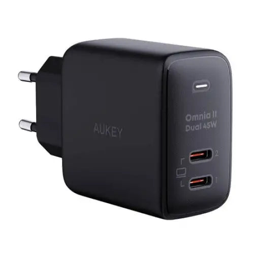 Wall Charger Aukey PA-B4T 2xUSB-C 45W (black) - mains chargers<<<Chargers<<<GSM Accessories<<<InnproXML