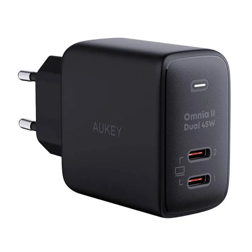 Wall Charger Aukey PA-B4T 2xUSB-C 45W (black) - mains chargers<<<Chargers<<<GSM Accessories<<<InnproXML